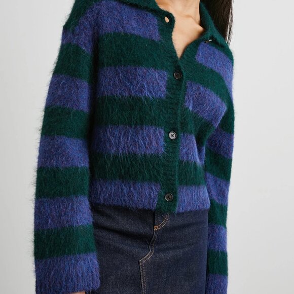 Rails Amber Sweater in Oxford Stripe Alpaca Blend Cardigan - Picture 1 of 2